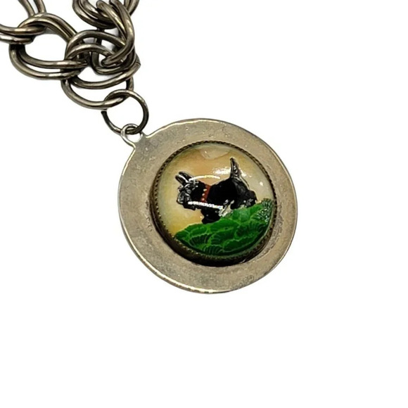 Scotty Dog Terrier Glass Dome Charm Silver Tone Vi - Picture 2 of 5